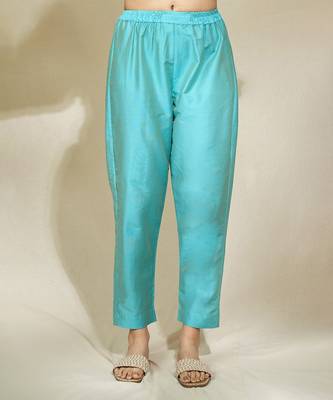 Aqua beaded long cape with intricate hand work of african bead cutdana sequnce blue jaam cotton pants 4