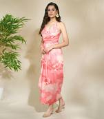 Blue mustard drape dress with adjustable strap multi drapes