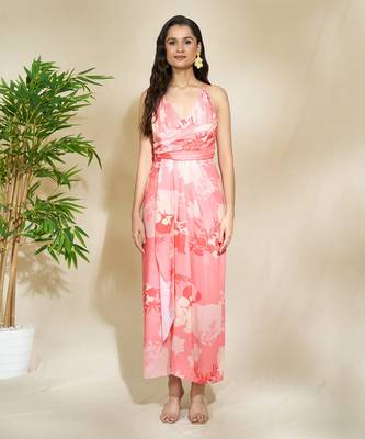Blue mustard drape dress with adjustable strap multi drapes 2
