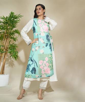Blue floral overlap multistyler - the monochrome kurta & pant 3