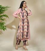 blush rose Floral Printed Linen kurta & pant