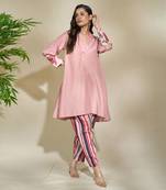 Rose blush tunic with pink toned striped pant