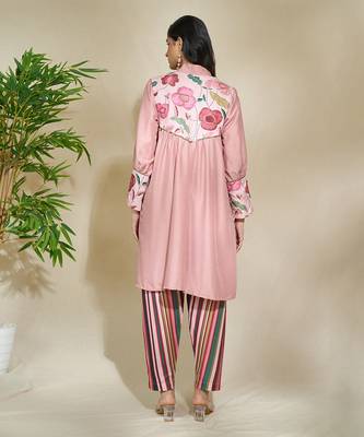 Rose blush tunic with pink toned striped pant 4