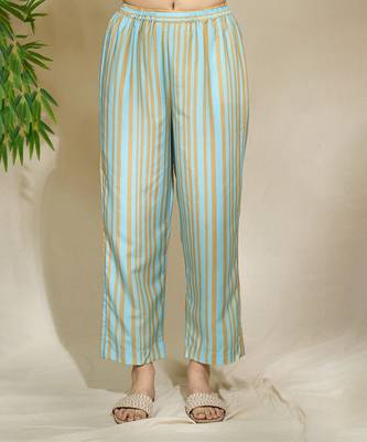 Mustard blue multi print tunic striped pant 4