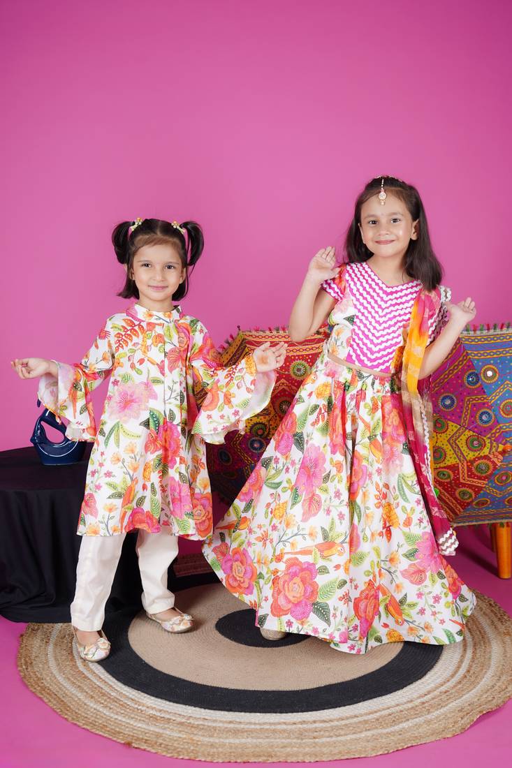 Multicolour Flower Printed Kurti Pant 