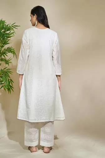 White mirror work suit