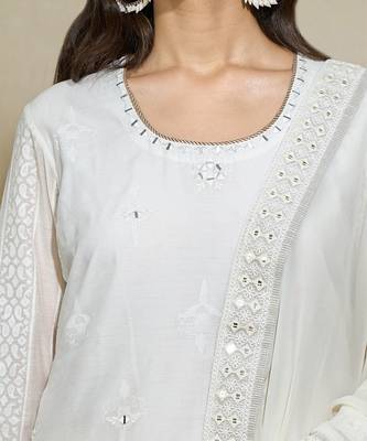 White mirror work suit 3