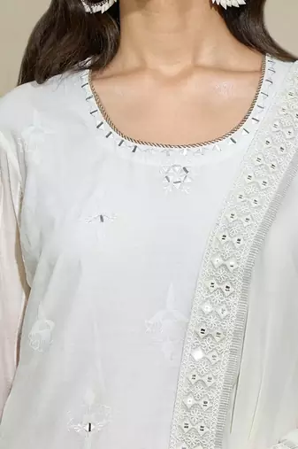 White mirror work suit