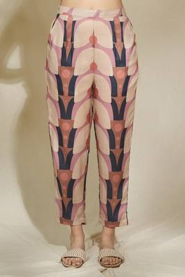 Brown printed vest coat pant set thin belt wear it with a top shirt or tie it closed without anything. 5