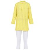 Georgette faux mirron thread work kurta with glazed cotton pyjama