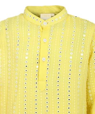 Georgette faux mirron thread work kurta with glazed cotton pyjama 2