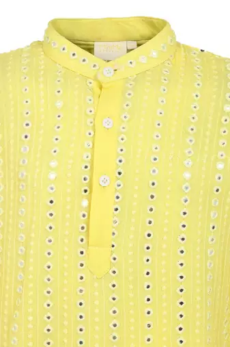 Georgette faux mirron thread work kurta with glazed cotton pyjama