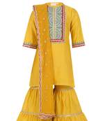 Chanderi silk kurta and sharara with gota detailing and soft net dupatta