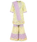 Chinon kurta and sharara with gota detailing and net dupatta