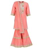 Chanderi silk kurta and sharara with gota detailing and net dupatta