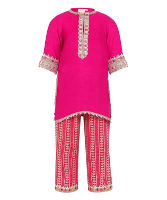 Gajji silk kurta and georgette gota patti embroidery pant 1