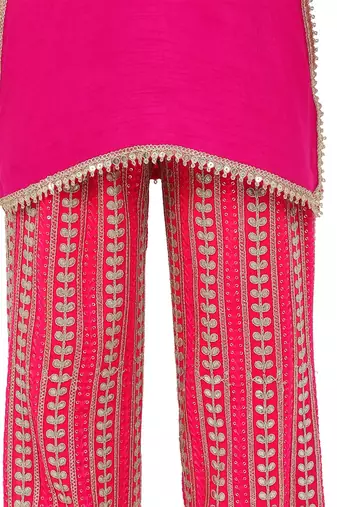 Gajji silk kurta and georgette gota patti embroidery pant