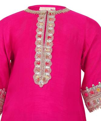 Gajji silk kurta and georgette gota patti embroidery pant 3