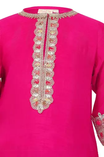 Gajji silk kurta and georgette gota patti embroidery pant