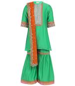 Chanderi silk kurta and sharara with gota detailing and soft net dupatta