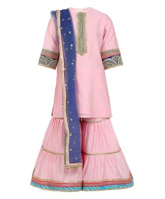 Chanderi silk kurta and sharara with gota detailing and soft net dupatta 1