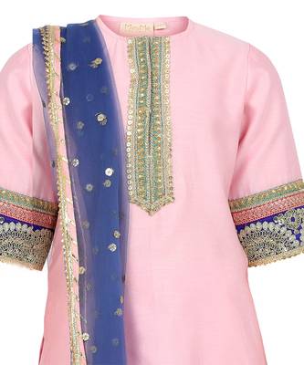 Chanderi silk kurta and sharara with gota detailing and soft net dupatta 2