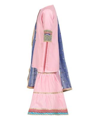 Chanderi silk kurta and sharara with gota detailing and soft net dupatta 3
