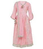 Georgrette chikankari with faux mirror blouse and lehenga with soft net dupatta