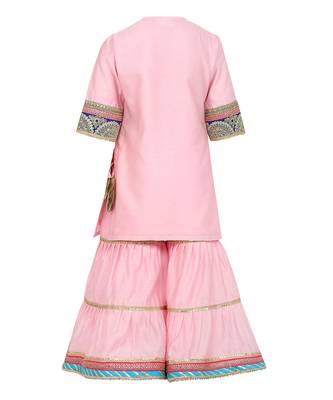 Chanderi silk kurta and sharara with gota detailing and soft net dupatta 4