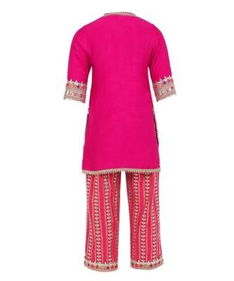 Gajji silk kurta and georgette gota patti embroidery pant 4