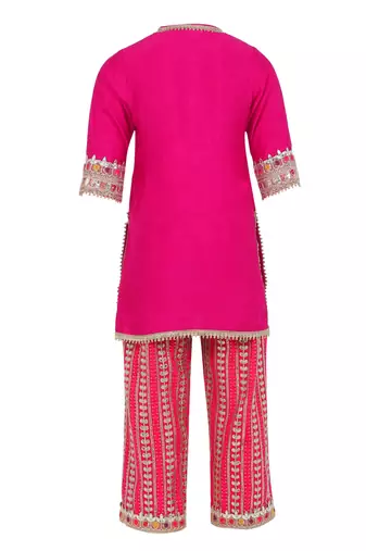 Gajji silk kurta and georgette gota patti embroidery pant