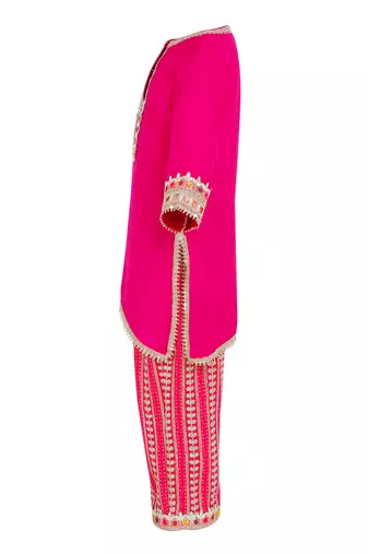 Gajji silk kurta and georgette gota patti embroidery pant