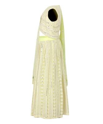 Chikankari with faux mirror blouse and lehenga with soft net dupatta (detailed with faux mirror lace) 3