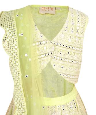 Chikankari with faux mirror blouse and lehenga with soft net dupatta (detailed with faux mirror lace) 4