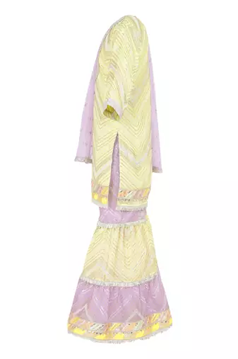 Chinon kurta and sharara with gota detailing and net dupatta