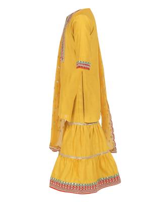 Chanderi silk kurta and sharara with gota detailing and soft net dupatta 4
