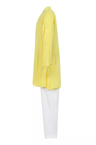 Georgette faux mirron thread work kurta with glazed cotton pyjama
