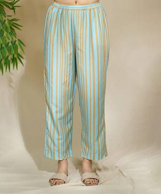 Mustard blue striped long shirt floral pant 5