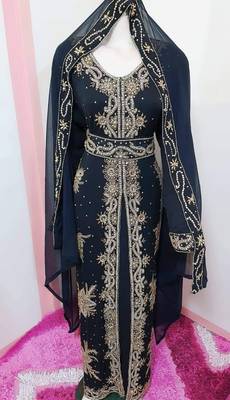 Black Georgette Zari Work Kaftan 1