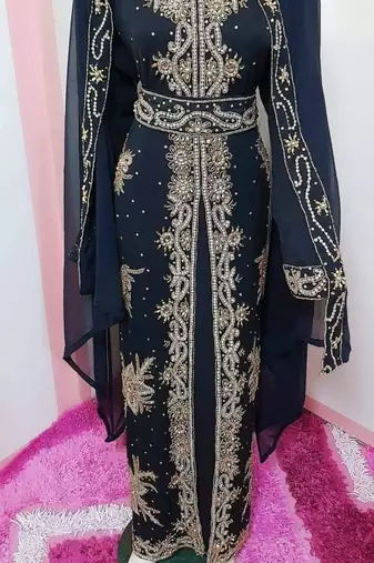 Black Georgette Zari Work Kaftan