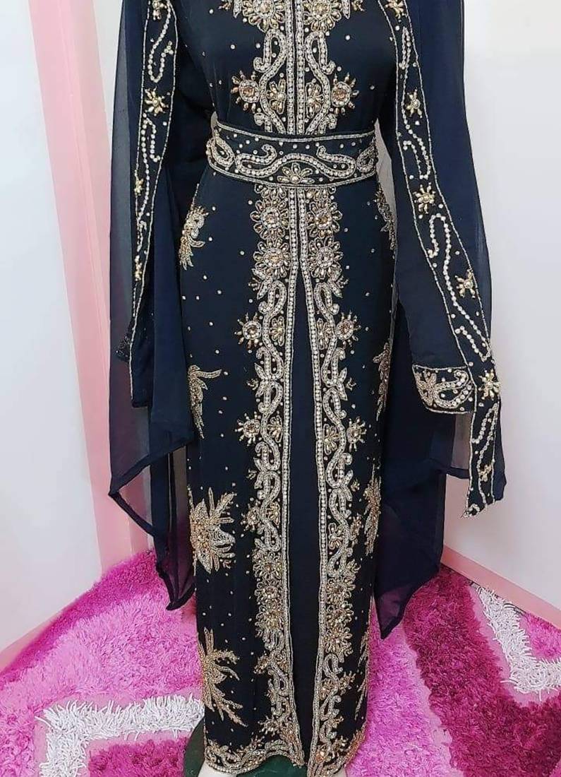 Black Georgette Zari Work Kaftan