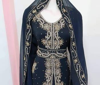 Black Georgette Zari Work Kaftan 3