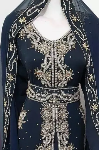 Black Georgette Zari Work Kaftan