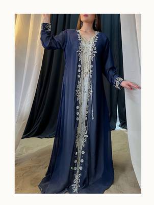 Navy Blue Georgette Zari Work Kaftan 1