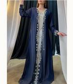 Navy Blue Georgette Zari Work Kaftan