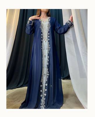 Navy Blue Georgette Zari Work Kaftan 2