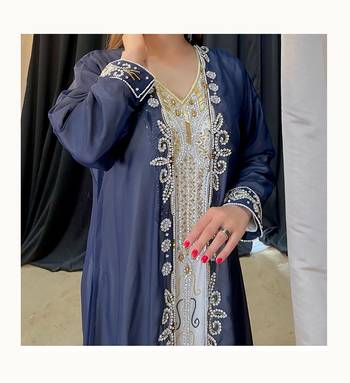 Navy Blue Georgette Zari Work Kaftan 4