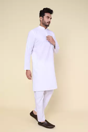 Men's white pure cotton kurta