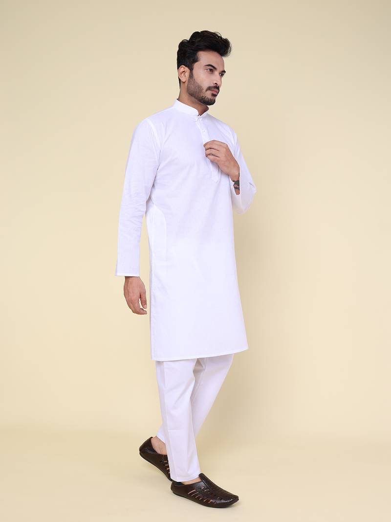 Men's white pure cotton kurta