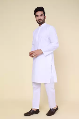 Men's white pure cotton kurta